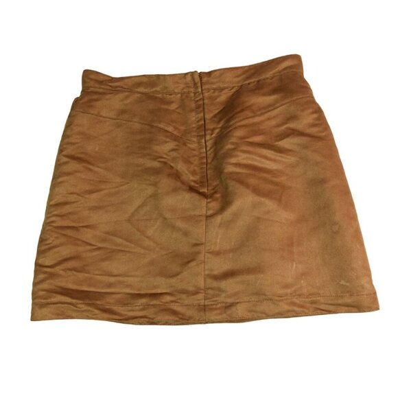H&M Women’s US 12 Brown Faux Suede Snap Front Mini Skirt 70s Y2K Retro Boho - Picture 2 of 6